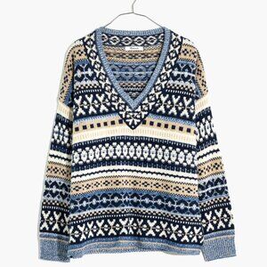 ✨NWT Madewell Forrest Fair Isle V-Neck Sweater